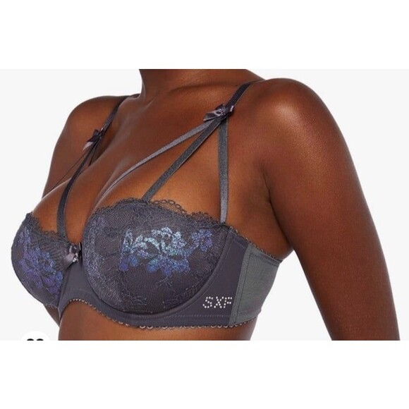 Savage X fenty bra size 38B living in the clouds iridescent caged demi bra nwot - Picture 3 of 10